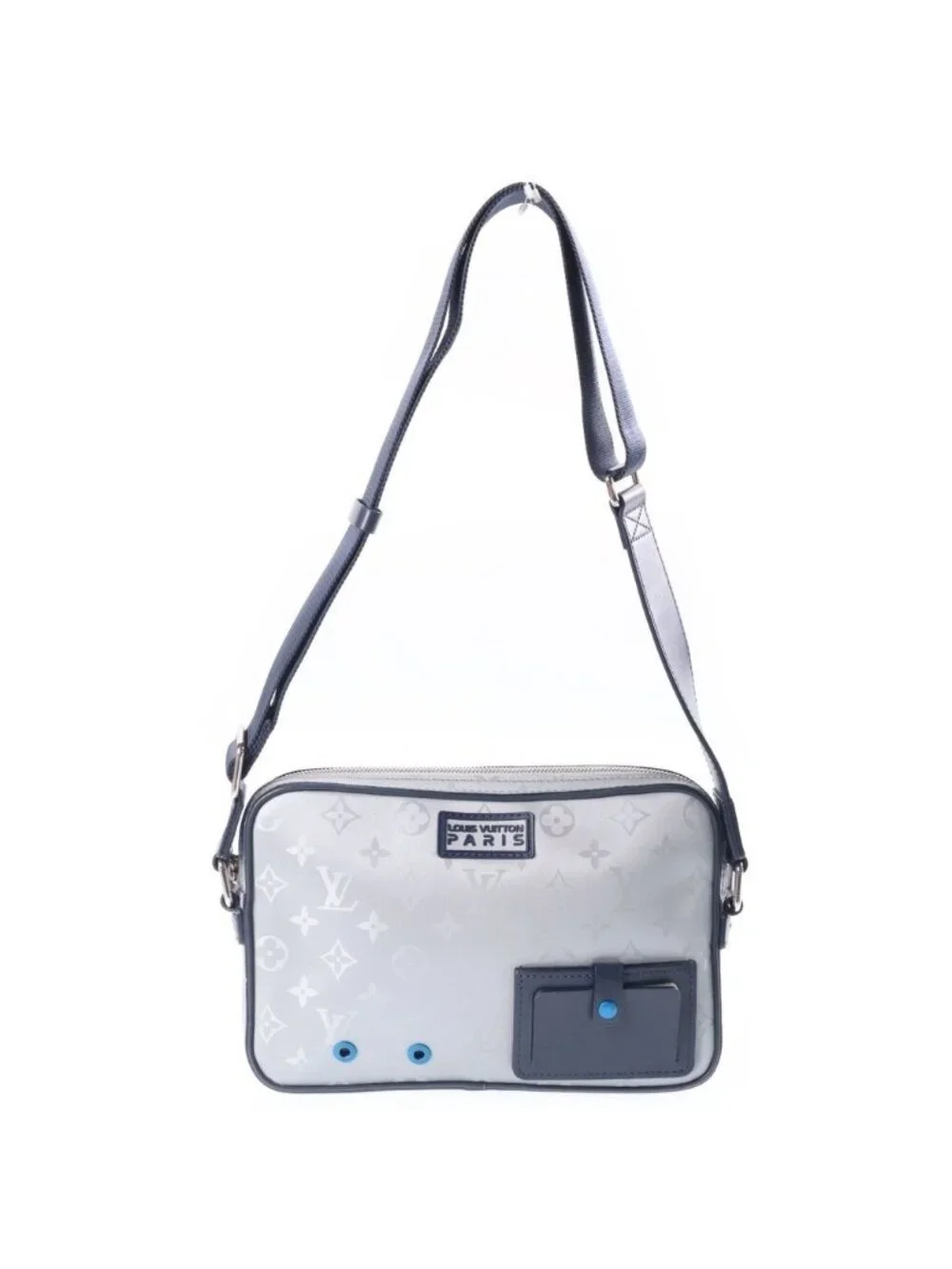 Louis Vuitton Monogram Satellite Alpha Messenger Shoulder Bag Silver Navy